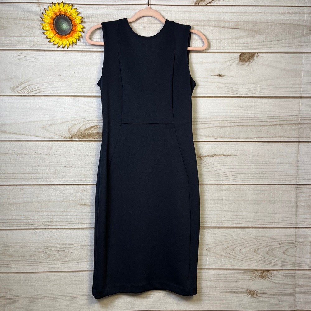 Calvin Klein Sleeveless Sheath Knee Lengthβ Dress Navy Blue gold zip 4 sheath